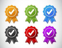 Set Checkmark or approved badges in a variety of color choices vector