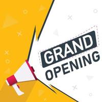 Grand opening background template flat design with yellow and megaphone