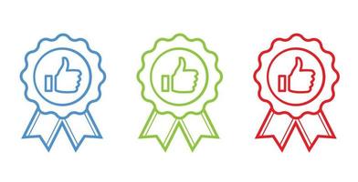 Set Recommend banner or medal with thumbs up and ribbon concept vector