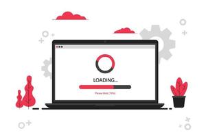 Laptop with update loading process vector illustration