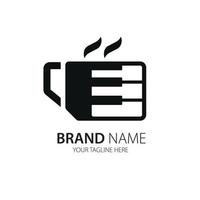 cup with the piano. represent coffee cup with piano using an elegant style vector