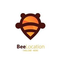 ubicación del logotipo con el concepto de una combinación de abeja y ubicación vector
