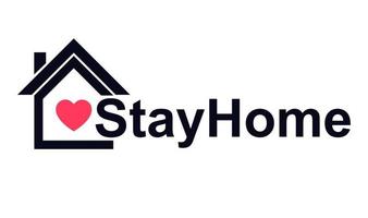 Stay home message with house and heart vector