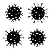 ilustración de varios tipos de coronavirus con el concepto de blanco y negro vector
