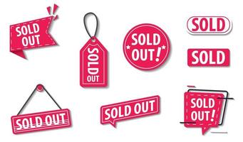 Sold Out Label Set collection in red and white vector