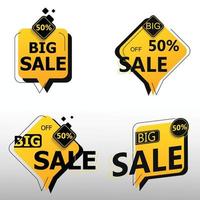 4 Big sale discount banner promotion, with a smooth box style yellow color vector