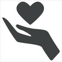 Silhouette of Heart in Hand Icon vector
