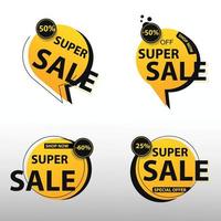 4 Mega sale discount banner promotion, with a smooth round style yellow color vector