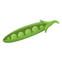 Cute green pea isolated on white background. Vegetarian food. Flat vector illustration