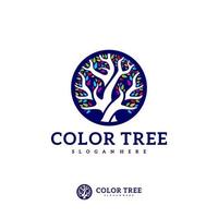 plantilla de vector de logotipo de árbol colorido, conceptos de diseño de logotipo de árbol creativo