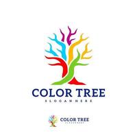 plantilla de vector de logotipo de árbol colorido, conceptos de diseño de logotipo de árbol creativo