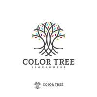 plantilla de vector de logotipo de árbol colorido, conceptos de diseño de logotipo de árbol creativo