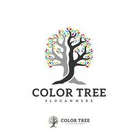 plantilla de vector de logotipo de árbol colorido, conceptos de diseño de logotipo de árbol creativo