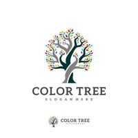 plantilla de vector de logotipo de árbol colorido, conceptos de diseño de logotipo de árbol creativo