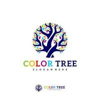 plantilla de vector de logotipo de árbol colorido, conceptos de diseño de logotipo de árbol creativo