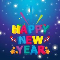 Happy new year - New Year Shining background with stars and glitter fireworks background vector