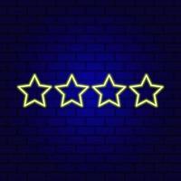 Neon four stars on brick wall. Vector illustration.