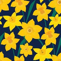 Narcissus flowers seamless pattern vector