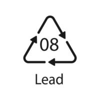 Battery recycling symbol 8 Lead , battery recycling code 8 Lead vector