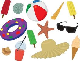 Summer holiday items collection vector illustration