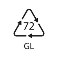 Brown Glass recycling code 72 GL. Vector illustration