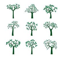 Set green Trees. Vector Illustration.