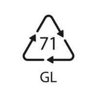 Green Glass recycling code 71 GL. Vector illustration