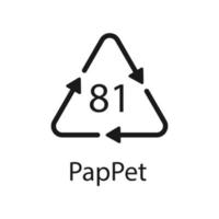 Paper cardboard. Recycling codes 81 PapPet. Composite materials sign. Vector illustration