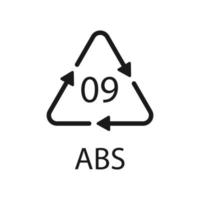 símbolo de reciclaje de plástico abs 9 icono de vector. código de reciclaje de plástico abs 09. vector