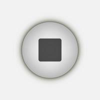 Grey Stop button icon, flat design vector