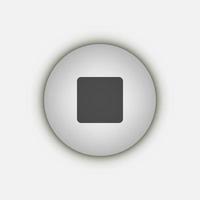 Grey Stop button icon, flat design vector