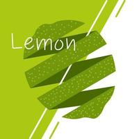 Fruit illustration, abstract green lemon on a contrasting background with an inscription. Print for clothes, poster, clip art, vector