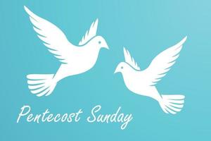 Pentecost Sunday background with flying dove vector