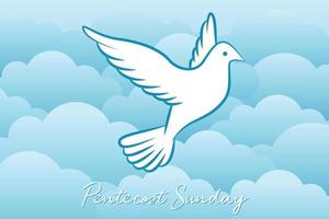 Pentecost Sunday background with flying dove vector