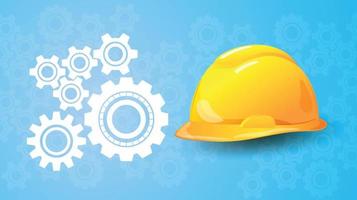 Yellow helmet Construction concept vector