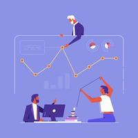 Statistical and Data analysis for business finance investment concept with business people team working on monitor graph dashboard vector