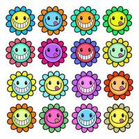 Happy Floral Cartoon Cheerful Daisies vector