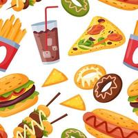 Junk Food Seamless Pattern vector