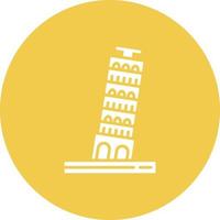 icono de fondo de círculo de glifo de torre de pisa vector