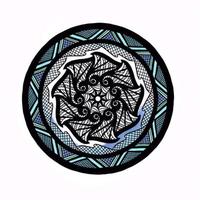mandala ornament coloring - outline and colored blue video