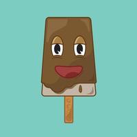 Chocolate Ice Cream Emoticon Vector Illustration