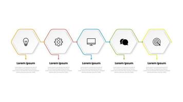 Presentation business infographic template with 5 options. Vector illustration.