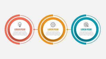 Timeline infographic design with circle for business template. Vector 3 steps.