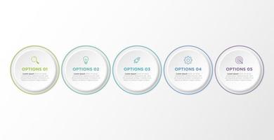 Timeline infographic design with circle for business template. Vector 5 steps.