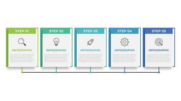 Business infographic thin line process with square template design with icons and 5 options or steps. Vector illustration.