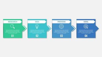 plantilla de infografía empresarial. etiqueta de diseño de línea delgada con icono y 4 opciones, pasos o procesos. vector