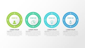 Timeline infographic design with circle for business template. Vector 4 steps.