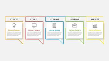 Business infographic template. Thin line design label with icon and 5 options, steps or processes. vector
