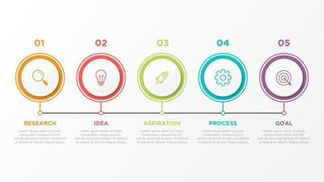 Business infographic 5 step element template vector