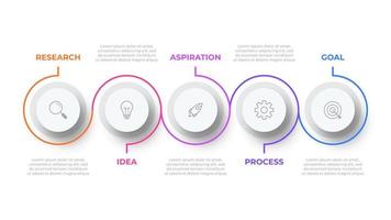 Proceso de línea delgada de infografía empresarial con diseño de plantilla cuadrada con iconos y 5 opciones o pasos. ilustración vectorial. vector